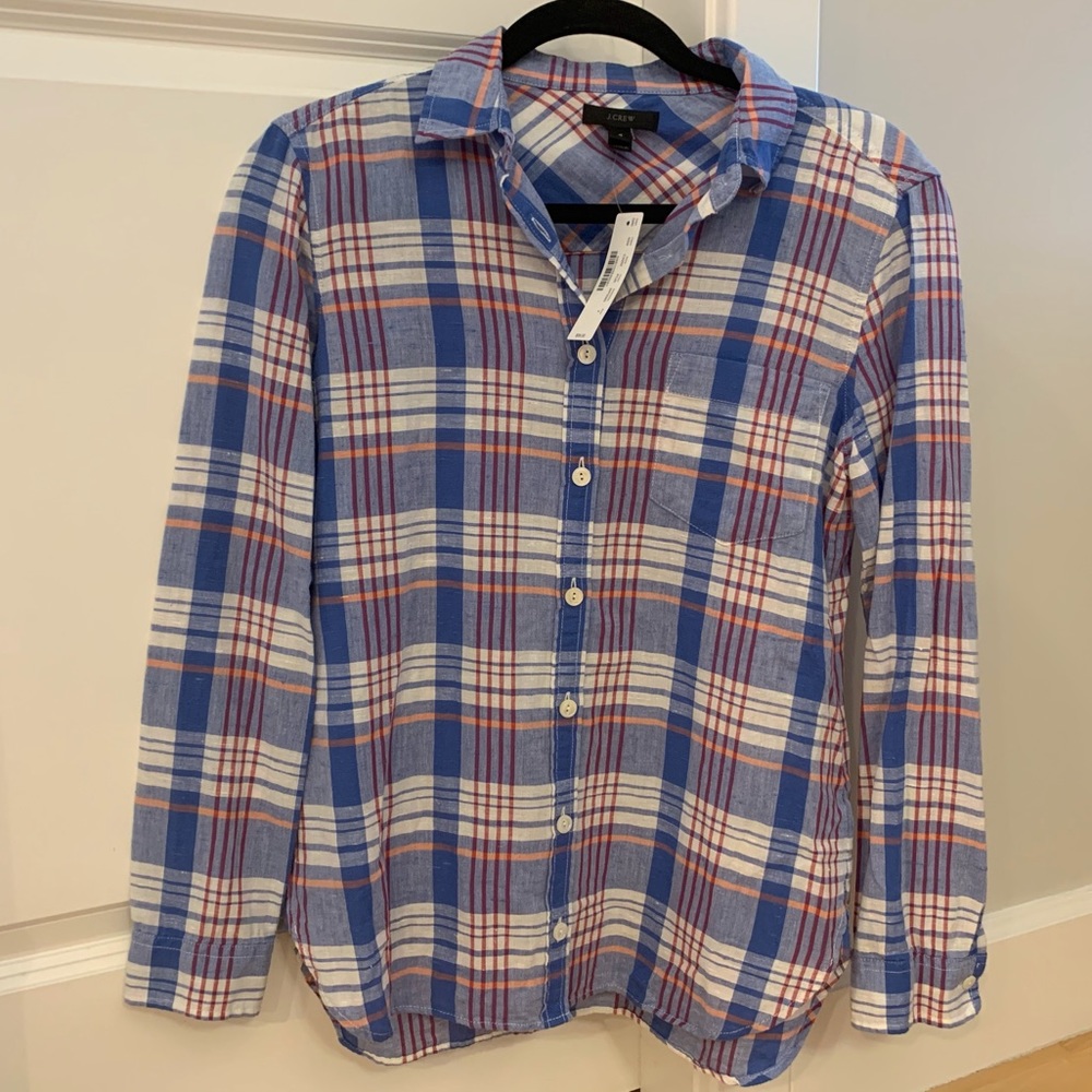 NEW😎 J Crew Woven Small Plaid Button Down Shirt S